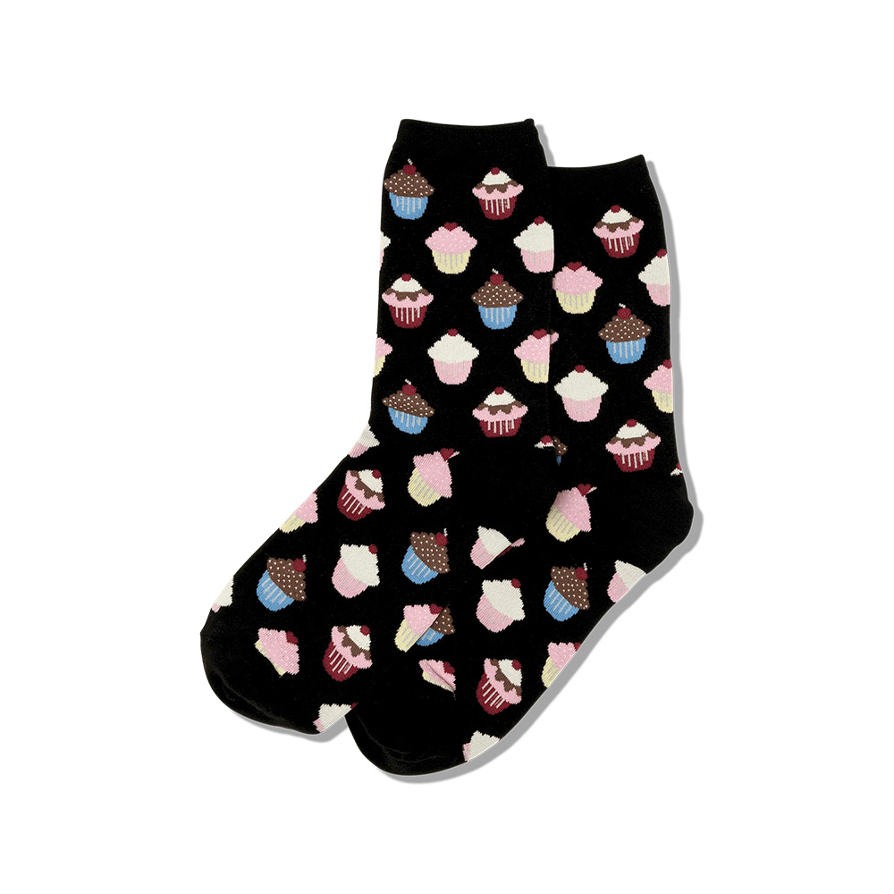 Fashion Accessories, HotSox, Black, Novelty, Accessories, Women, Cupcakes, Sock, 722659